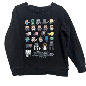 Minecraft Black Crewneck Graphic Sweatshirt 100% cotton